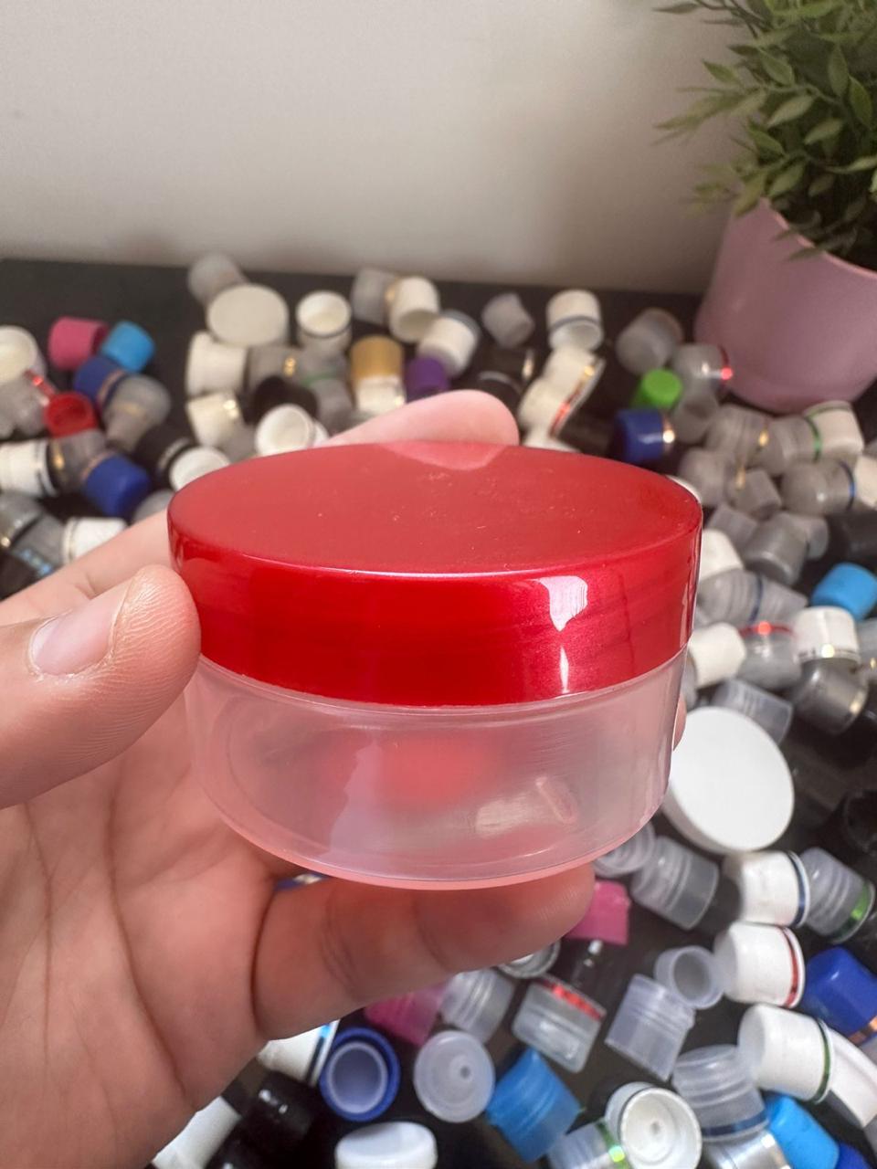 برطمان 50 جم  شفاف غطا بينك (J05)